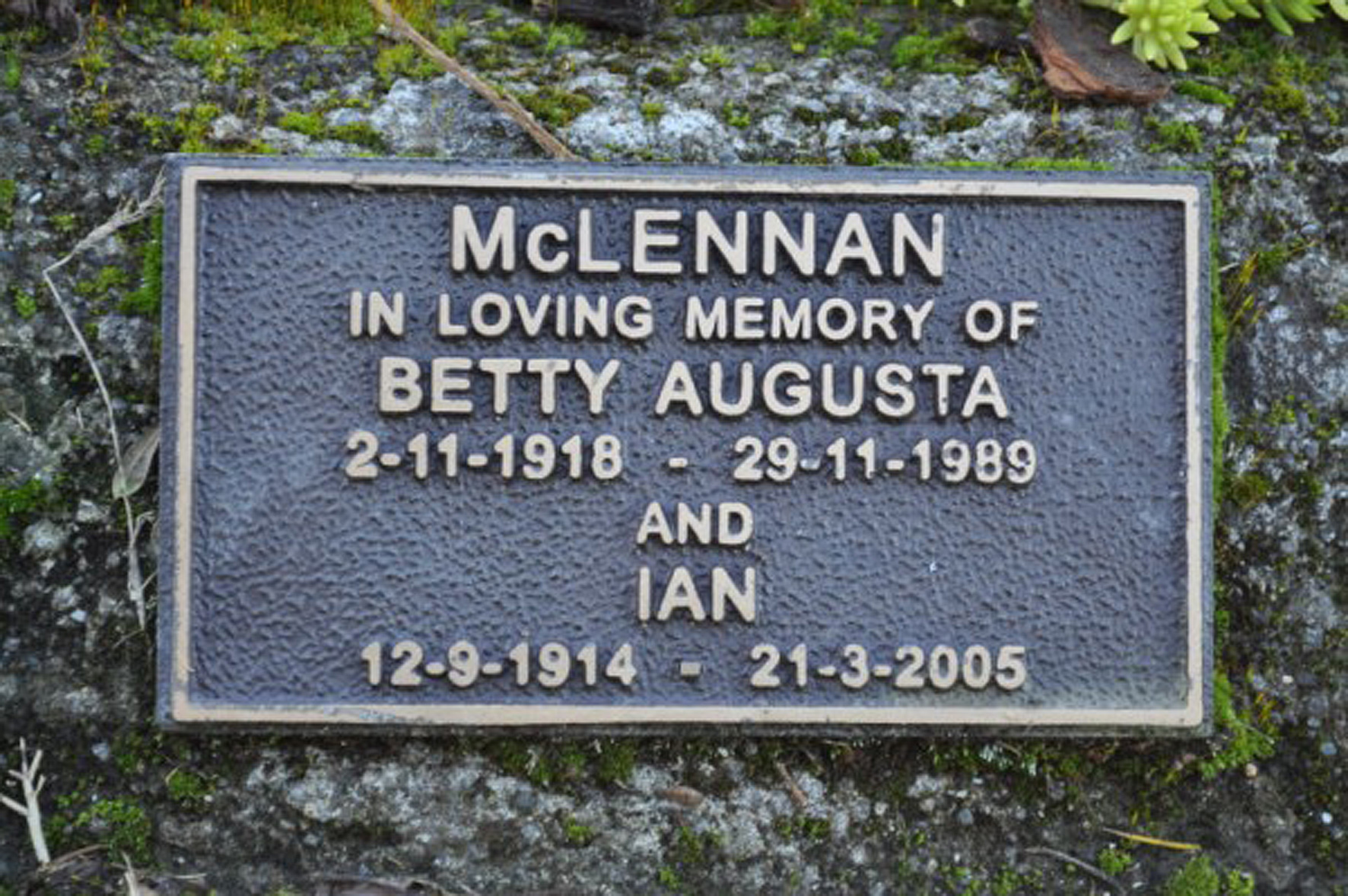 Photo of headstones/Ian McLennan died 2005 hdstn Napier